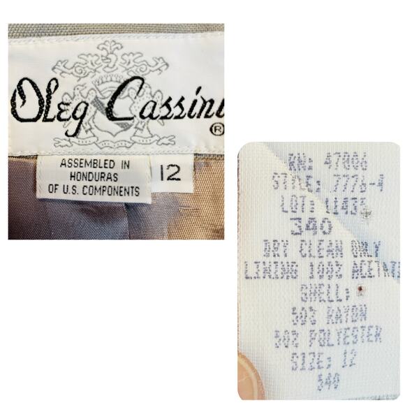 Oleg Cassini Gray Tuxedo Double Breasted Notched Black Trim Blazer Women Sz 12 - Picture 13 of 14